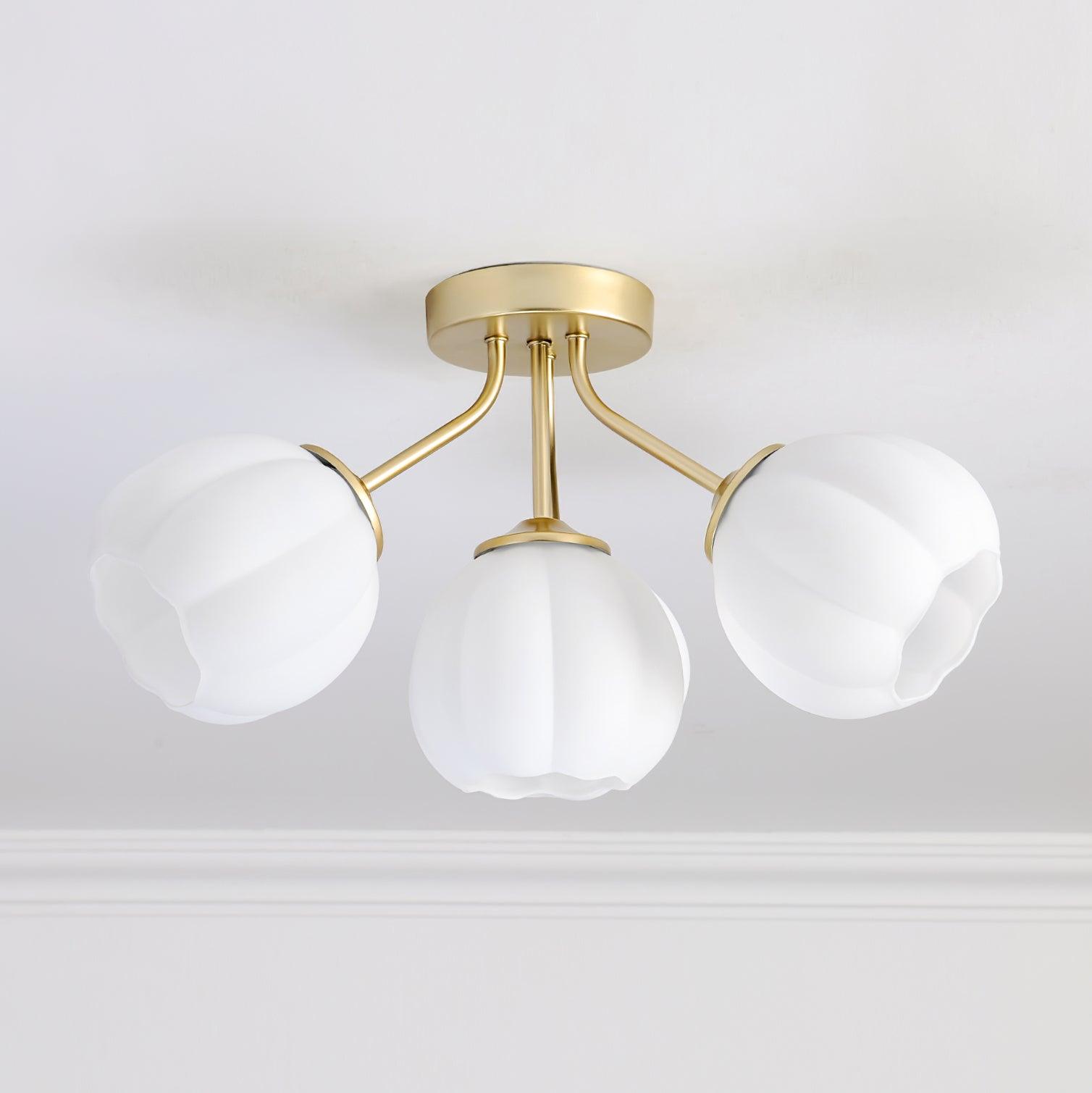 Ceiling Light Petal Globe Cluster Soft Glow Romantic Floral - Lamp Copper