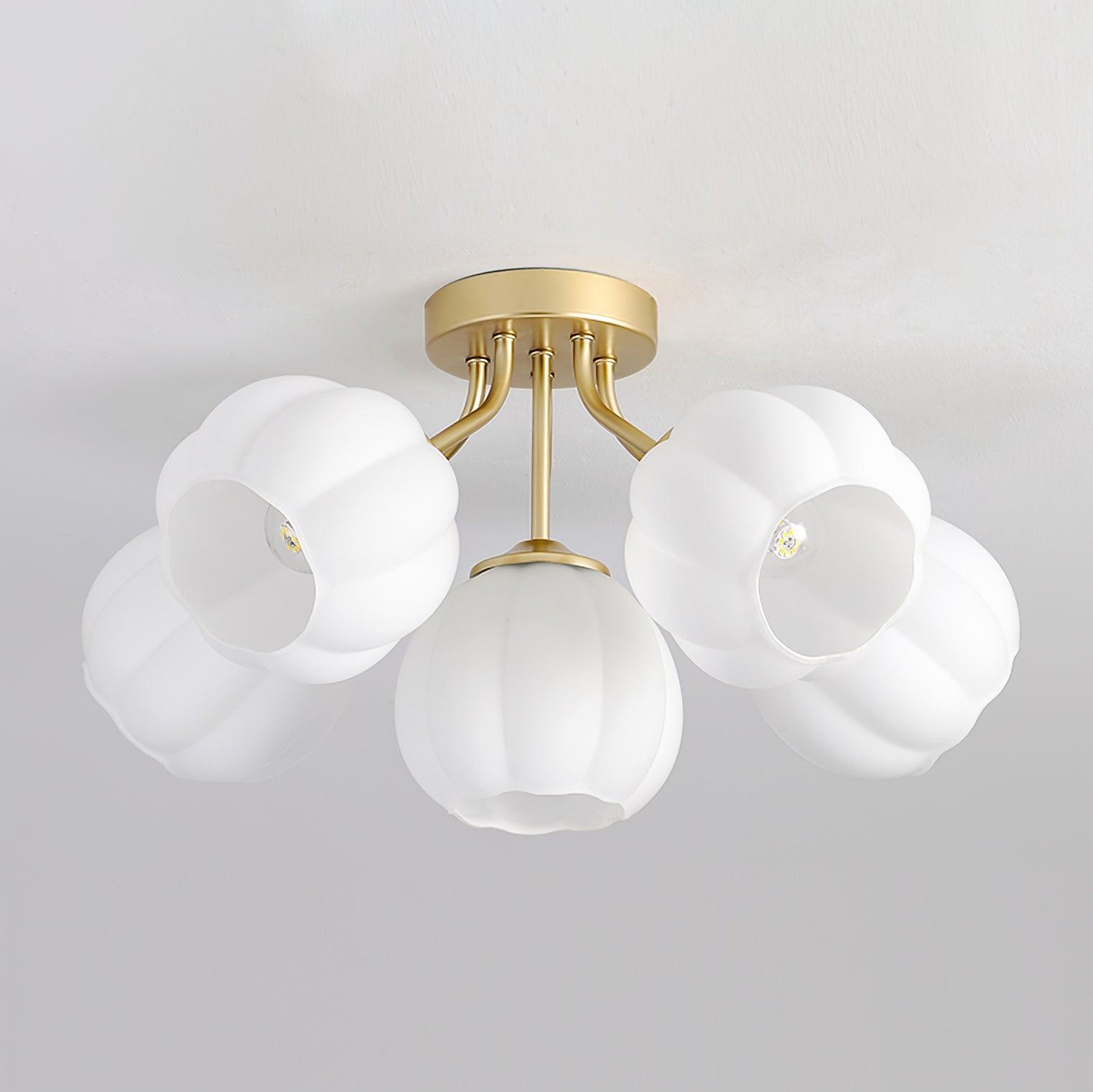 Ceiling Light Petal Globe Cluster Soft Glow Romantic Floral - Lamp Copper