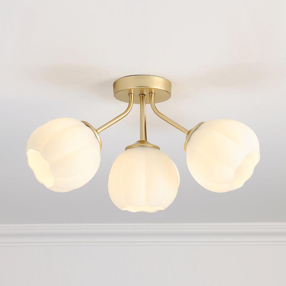 Ceiling Light Petal Globe Cluster Soft Glow Romantic Floral - Lamp Copper