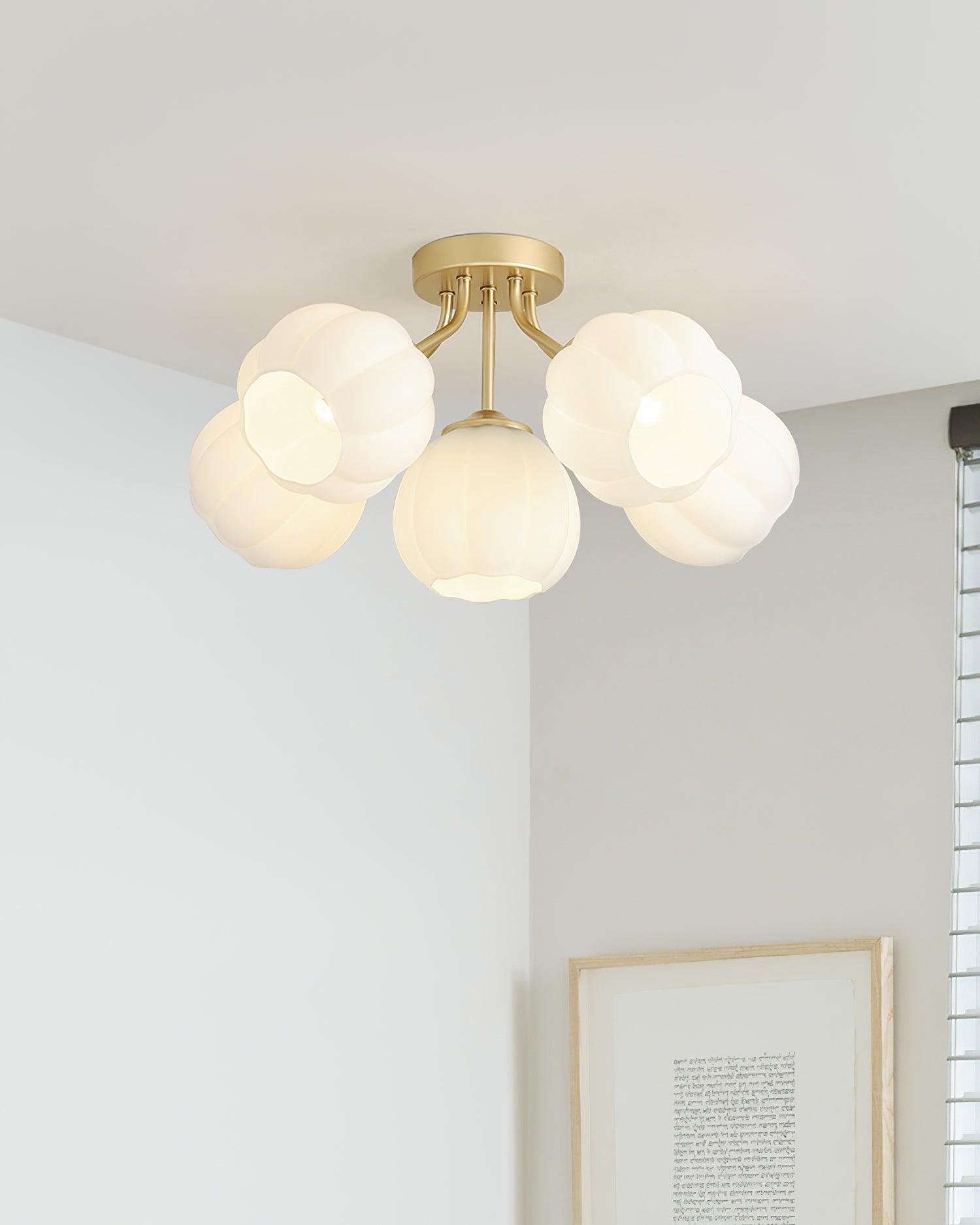 Ceiling Light Petal Globe Cluster Soft Glow Romantic Floral - Lamp Copper