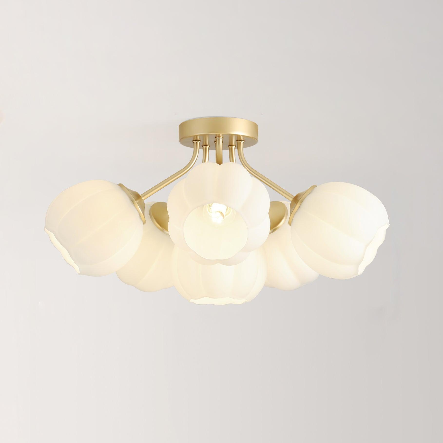 Ceiling Light Petal Globe Cluster Soft Glow Romantic Floral - Lamp Copper