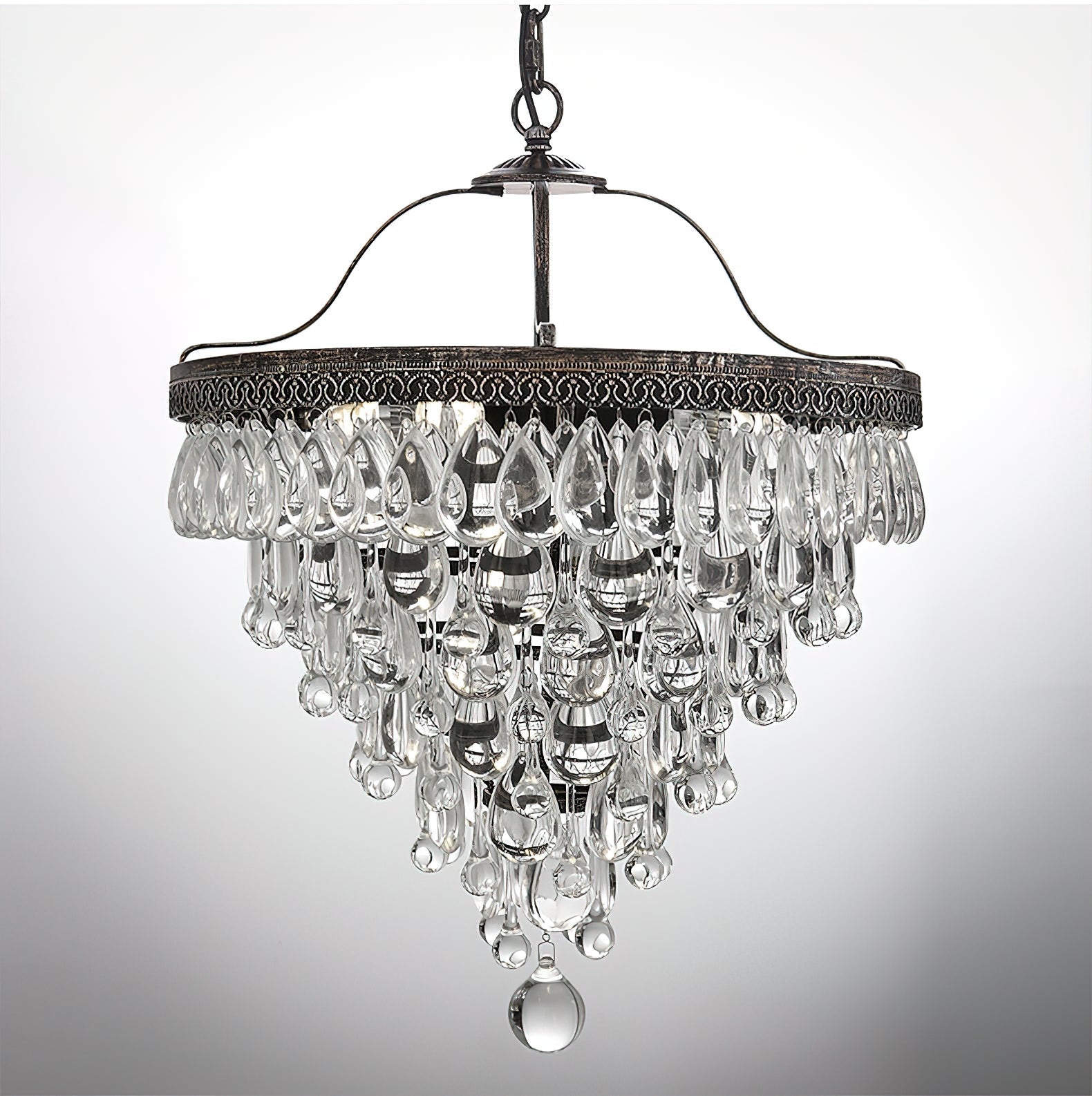 Blink Unique Inverted Pyramid Metal Crystal Chandelier - Lamp Copper