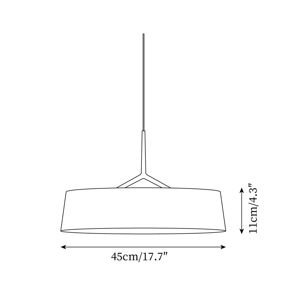 Pendant Light White Fabric Drum Black - Lamp Copper