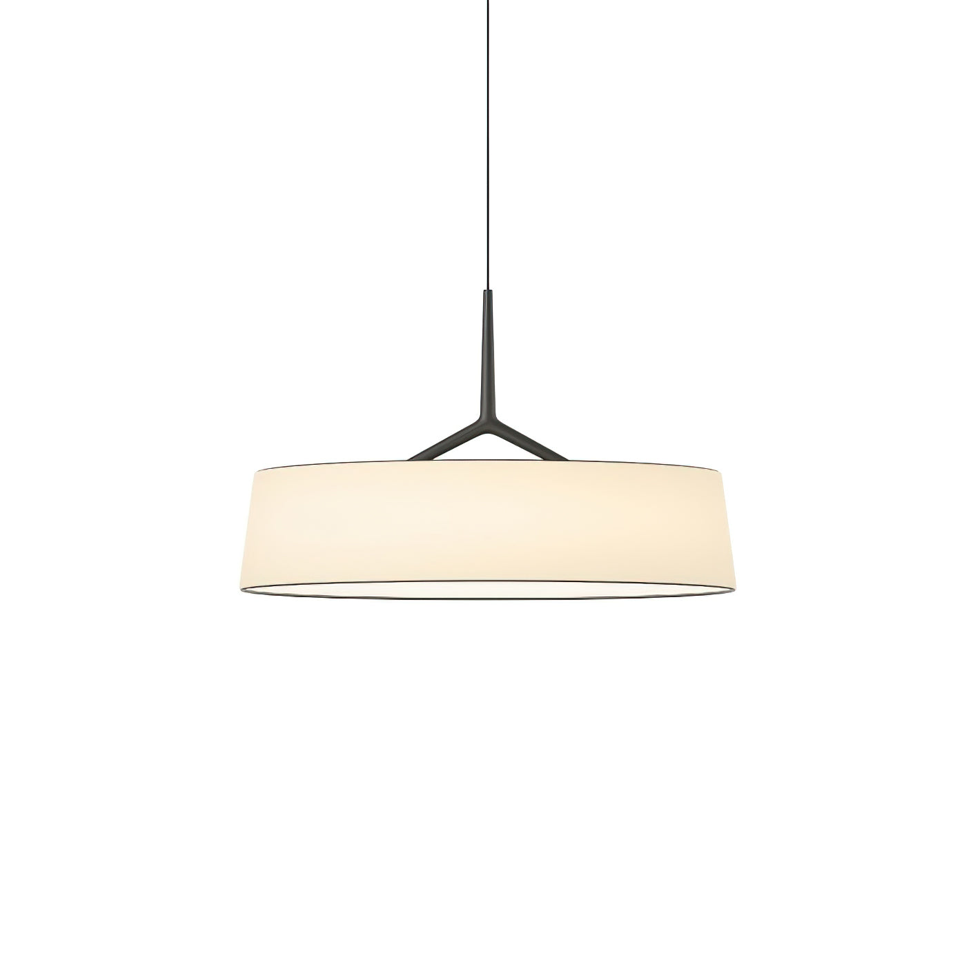 Pendant Light White Fabric Drum Black - Lamp Copper