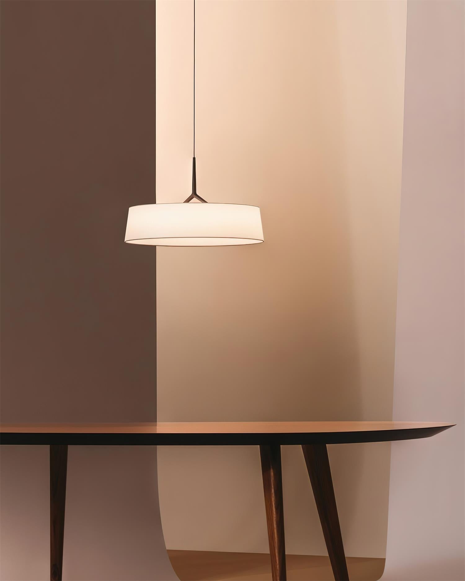 Pendant Light White Fabric Drum Black - Lamp Copper