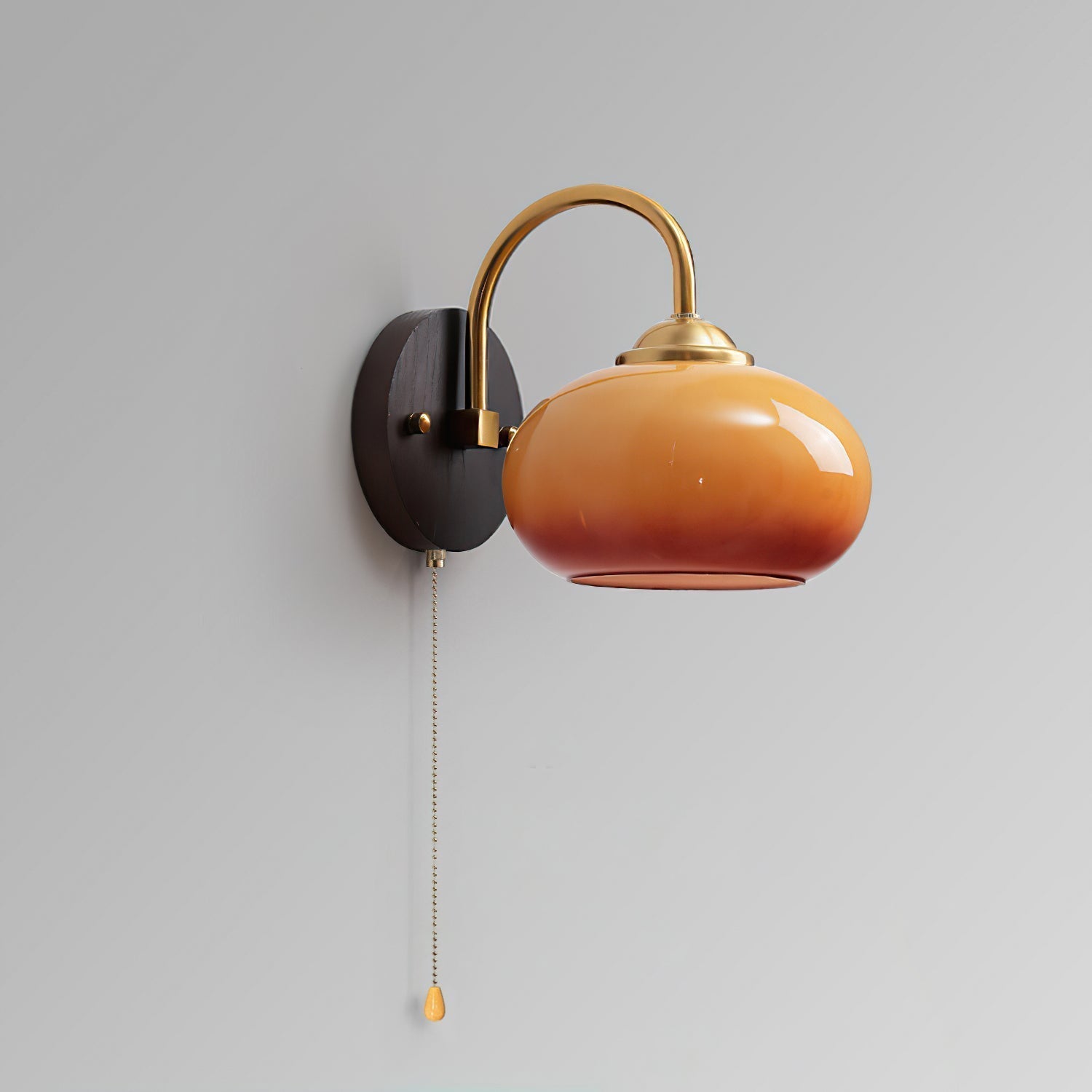 Wall Lamp Arched Arm Glass Dome Shade Vintage Accent Modern Touch - Lamp Copper