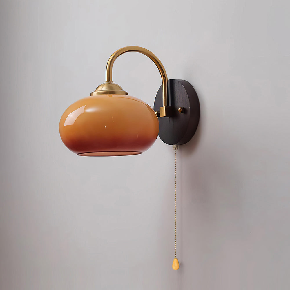 Wall Lamp Arched Arm Glass Dome Shade Vintage Accent Modern Touch - Lamp Copper