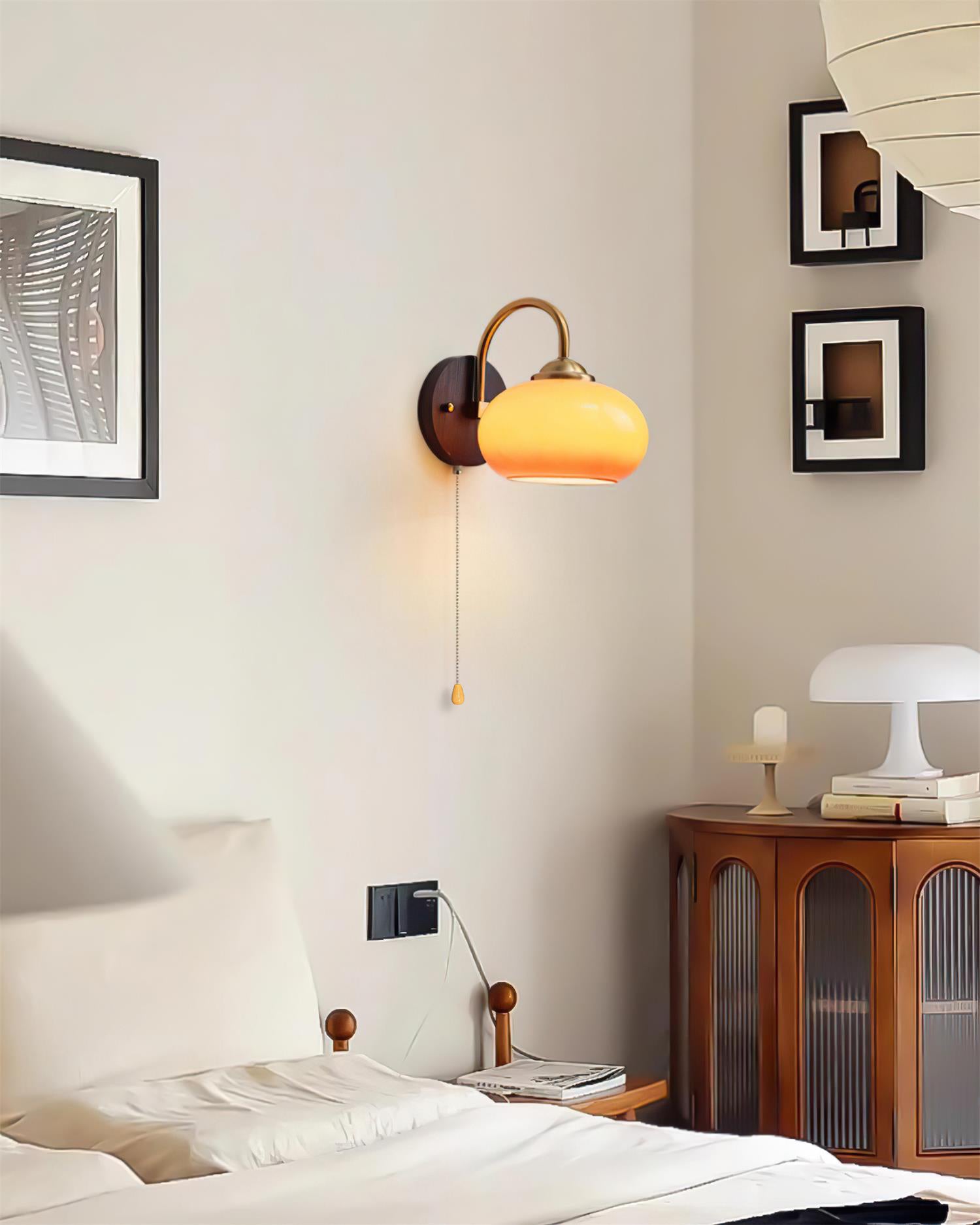 Wall Lamp Arched Arm Glass Dome Shade Vintage Accent Modern Touch - Lamp Copper
