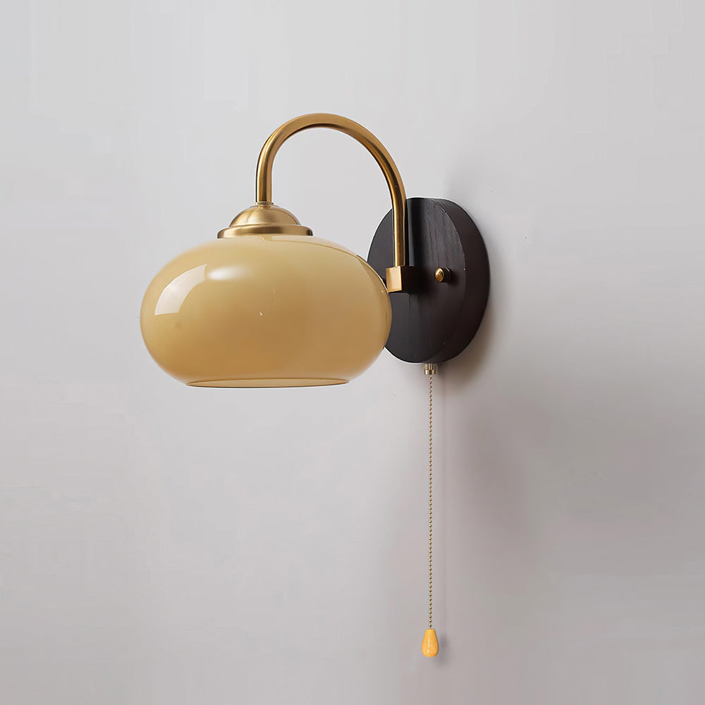 Wall Lamp Arched Arm Glass Dome Shade Vintage Accent Modern Touch - Lamp Copper