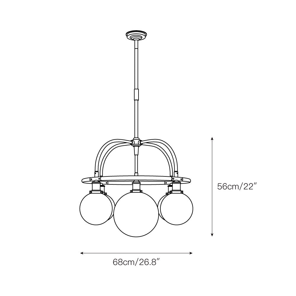 Vathea Modern Minimalist Metal Glass Chandelier - Lamp Copper