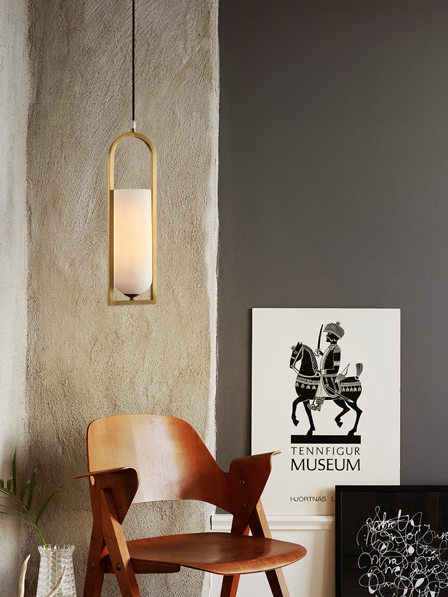 Aethyn Arch Alabaster Pendant Light - Lamp Copper