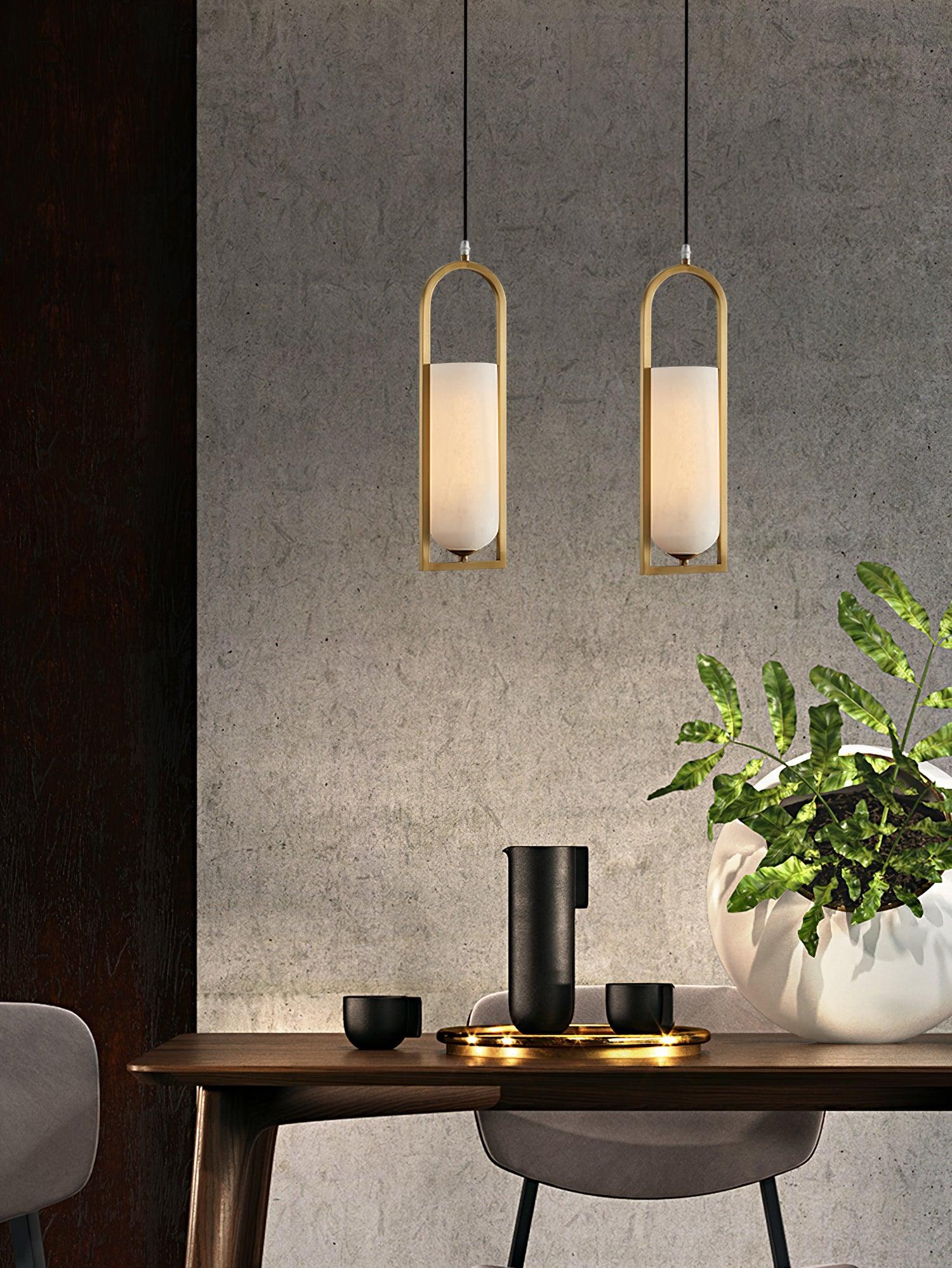Aethyn Arch Alabaster Pendant Light - Lamp Copper