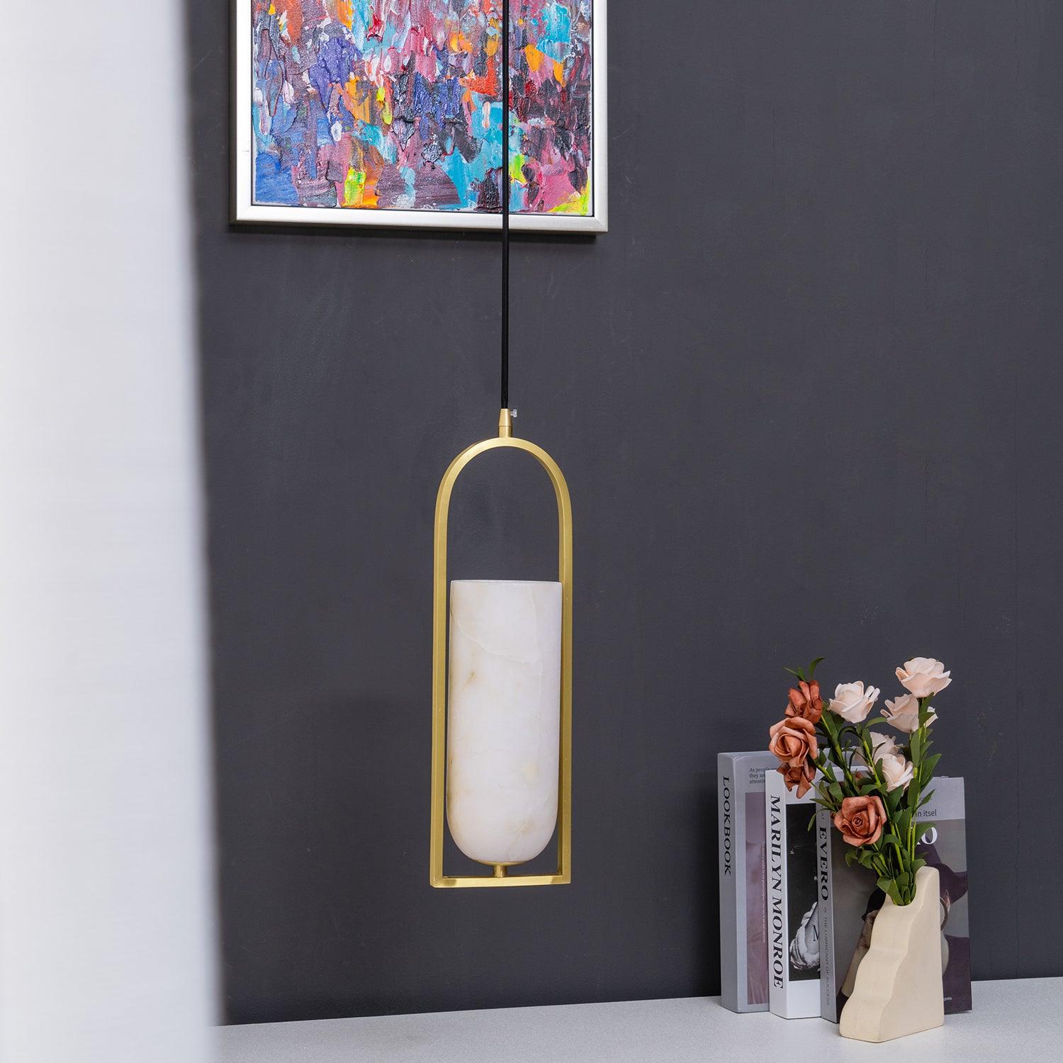 Aethyn Arch Alabaster Pendant Light - Lamp Copper