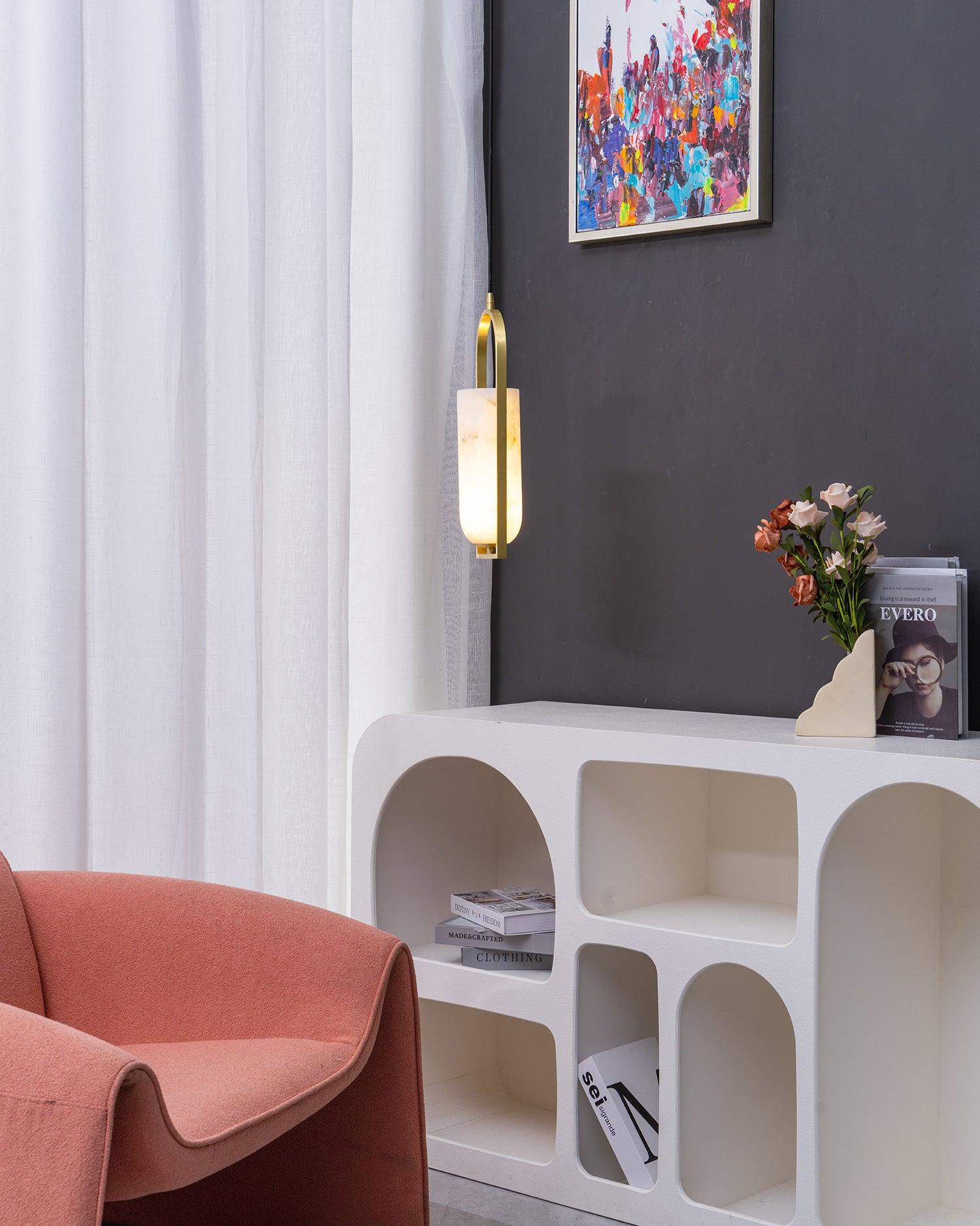 Aethyn Arch Alabaster Pendant Light - Lamp Copper