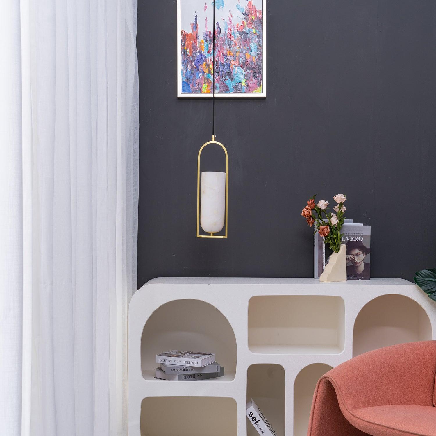 Aethyn Arch Alabaster Pendant Light - Lamp Copper