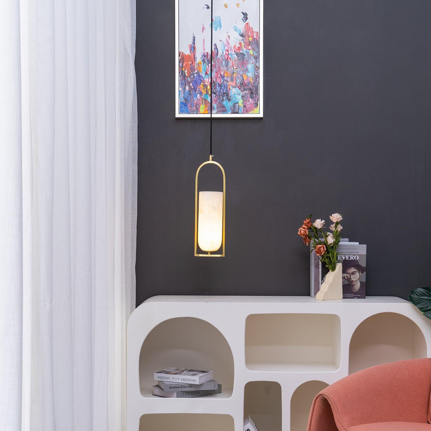 Aethyn Arch Alabaster Pendant Light - Lamp Copper