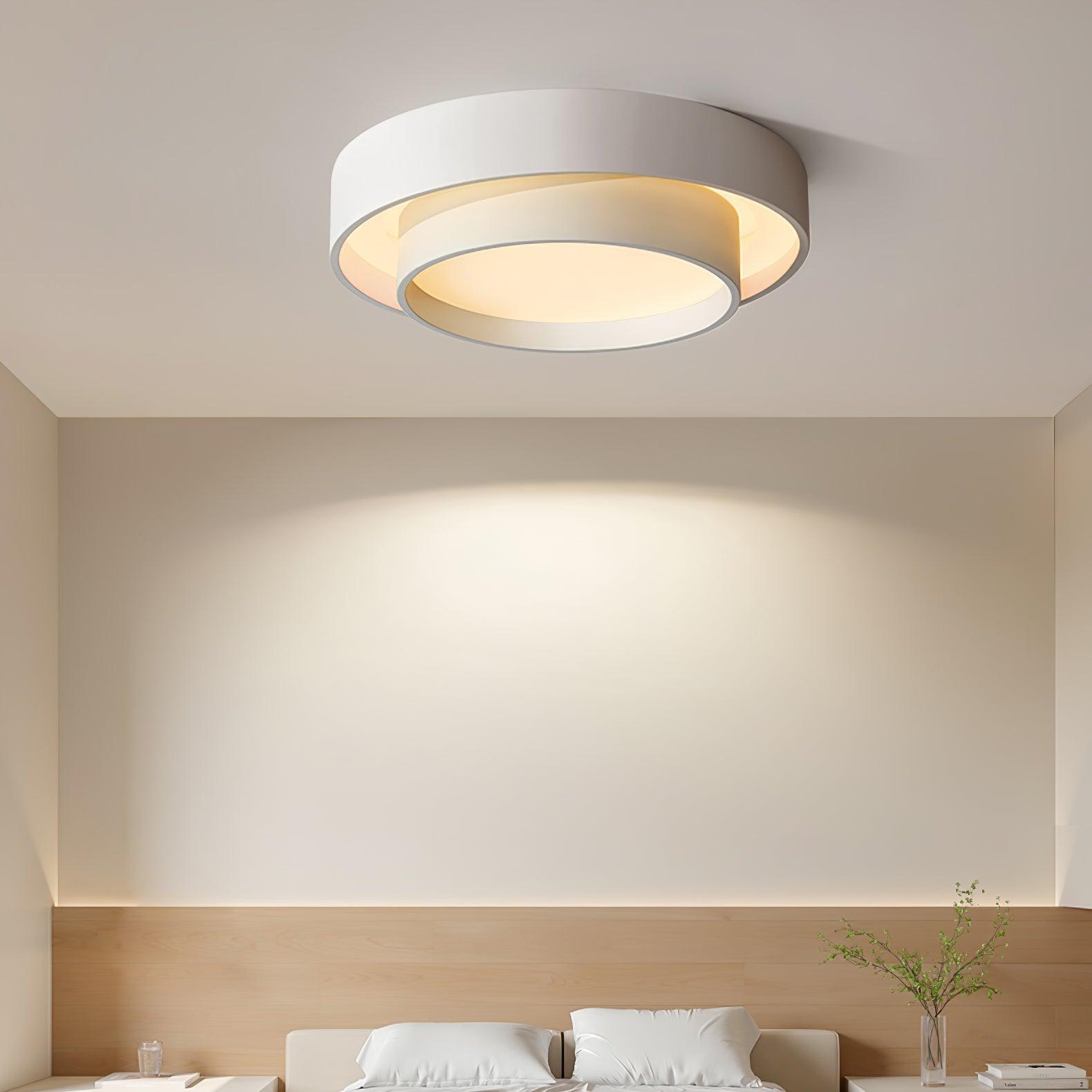 Orina Ceiling Lamp Double Ring Gray&Black&White Cylinder shape - Lamp Copper