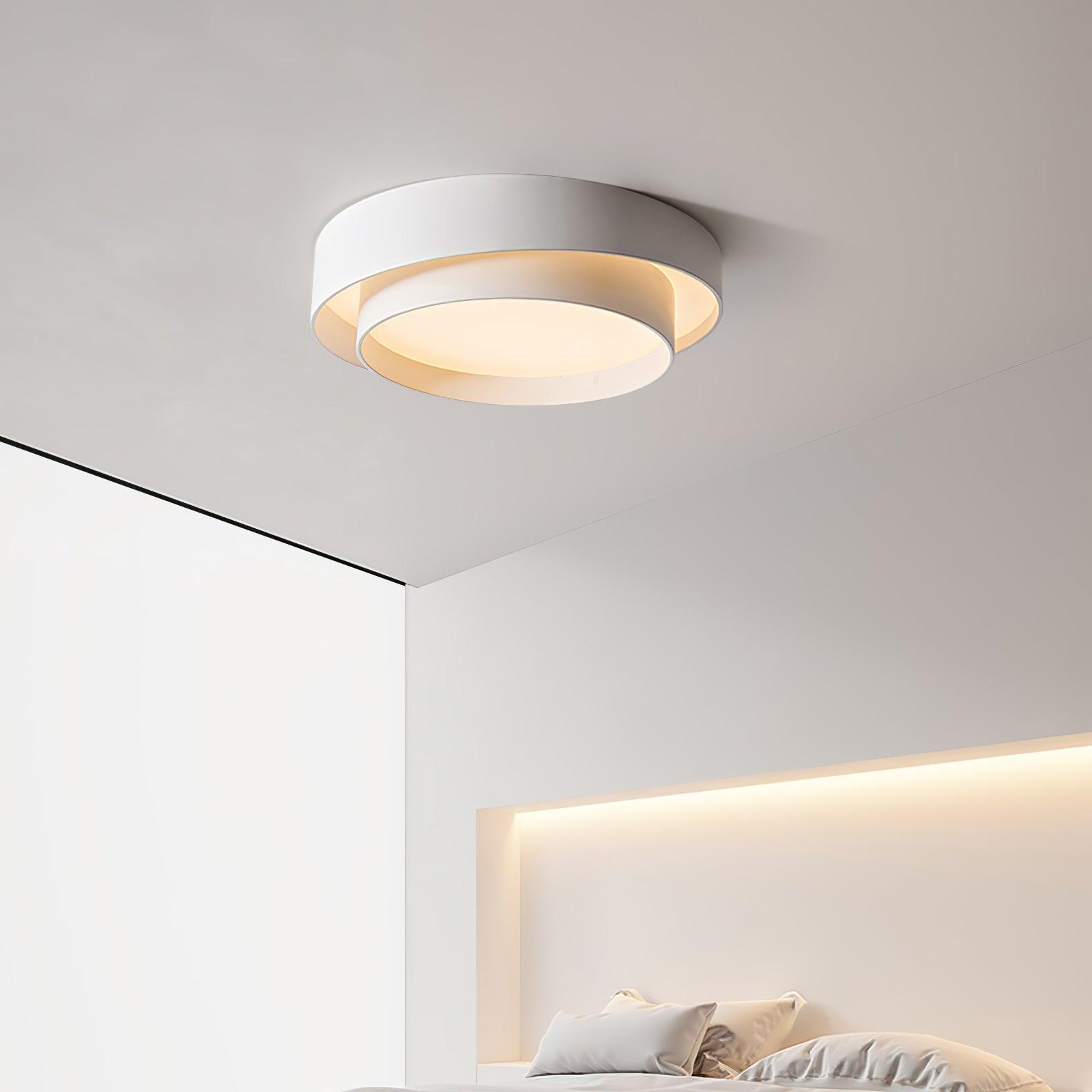 Orina Ceiling Lamp Double Ring Gray&Black&White Cylinder shape - Lamp Copper