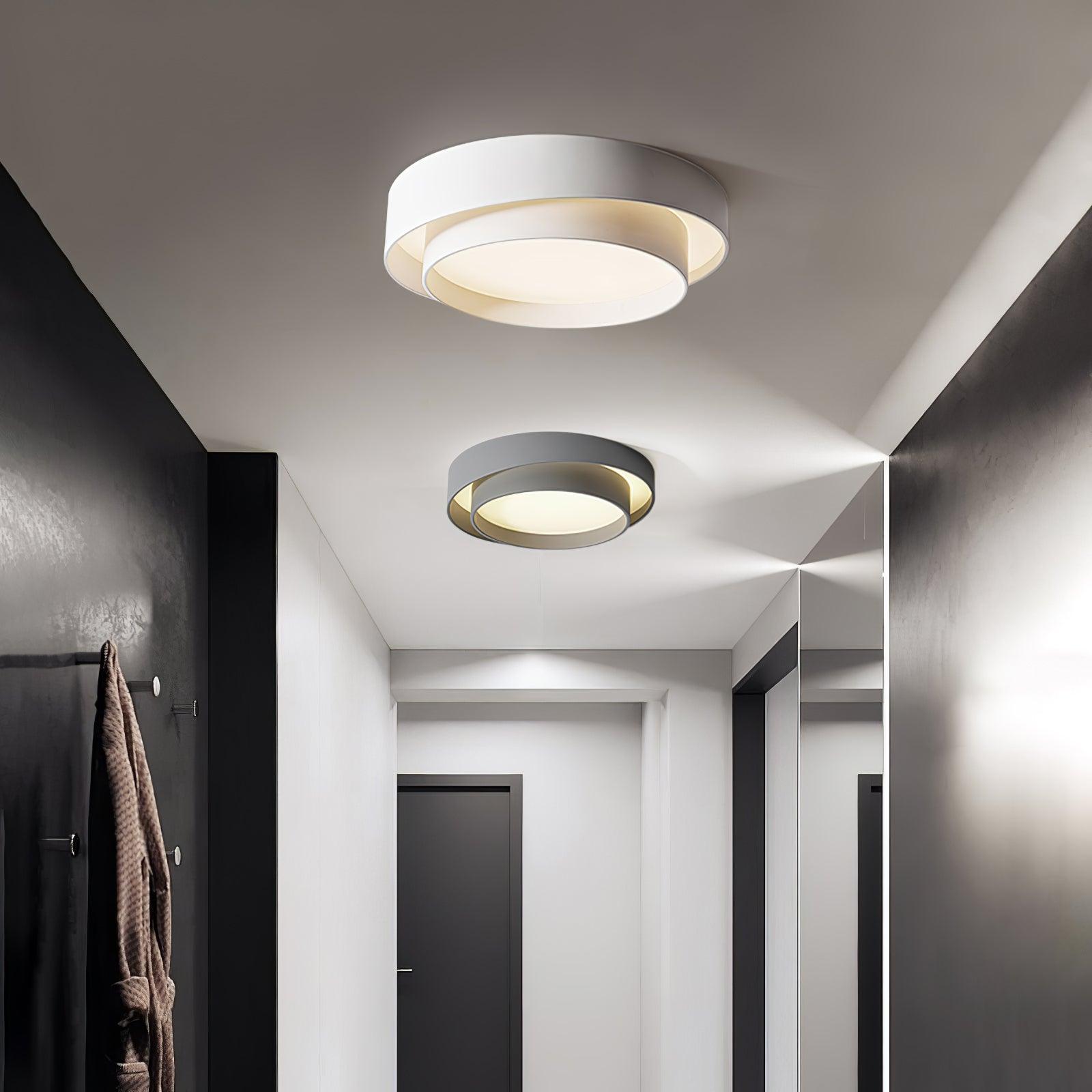 Orina Ceiling Lamp Double Ring Gray&Black&White Cylinder shape - Lamp Copper