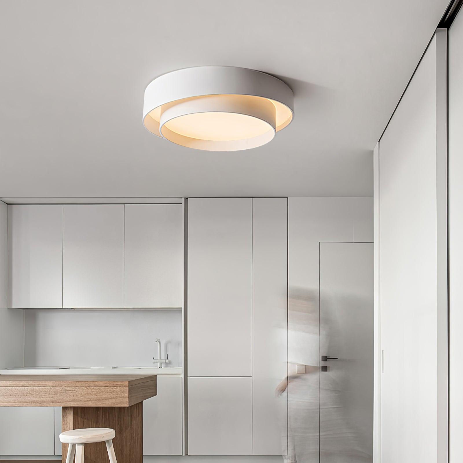 Orina Ceiling Lamp Double Ring Gray&Black&White Cylinder shape - Lamp Copper