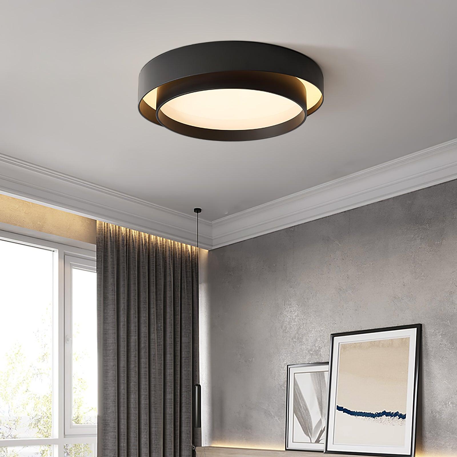 Orina Ceiling Lamp Double Ring Gray&Black&White Cylinder shape - Lamp Copper