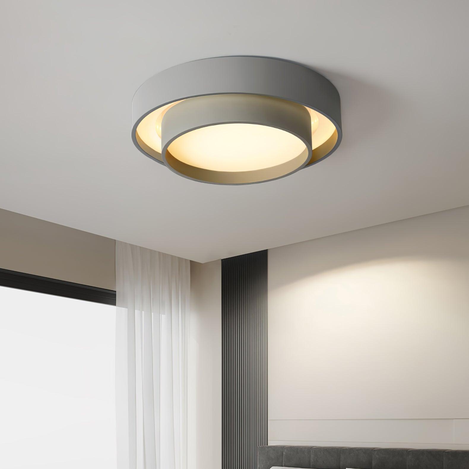 Arux Nordic Art Deco Circular Flush Mount Ceiling Light - Lamp Copper