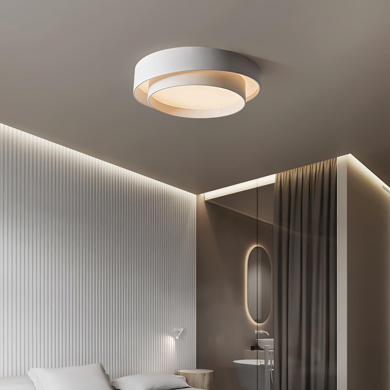 Orina Ceiling Lamp Double Ring Gray&Black&White Cylinder shape - Lamp Copper