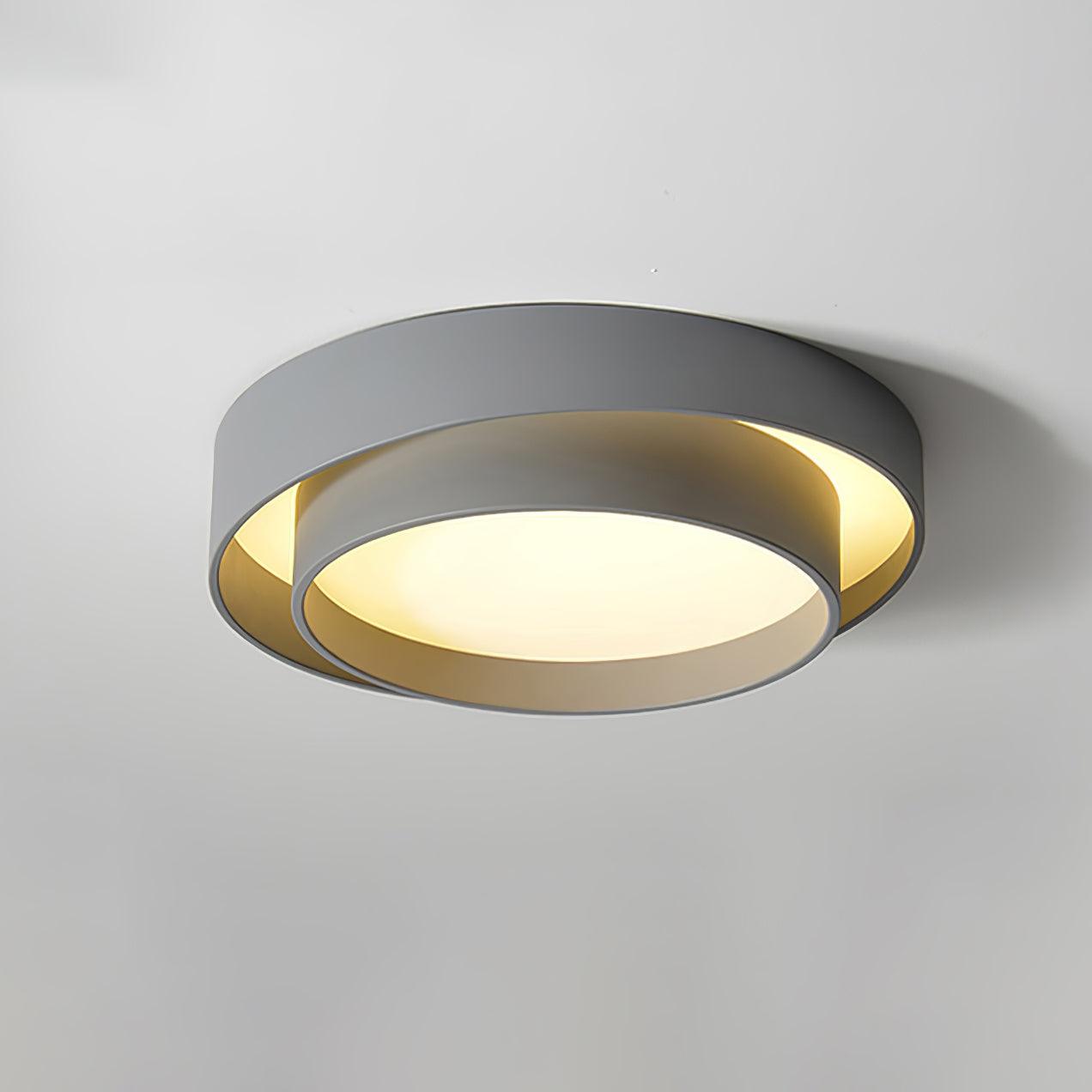 Orina Ceiling Lamp Double Ring Gray&Black&White Cylinder shape - Lamp Copper
