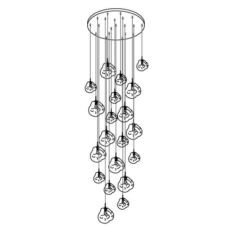 Solara Pendant Lamp Blown Glass Irregular Cluster Sculptural - Lamp Copper