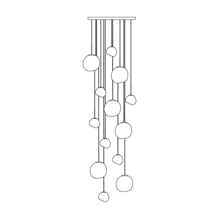 Solara Pendant Lamp Blown Glass Irregular Cluster Sculptural - Lamp Copper