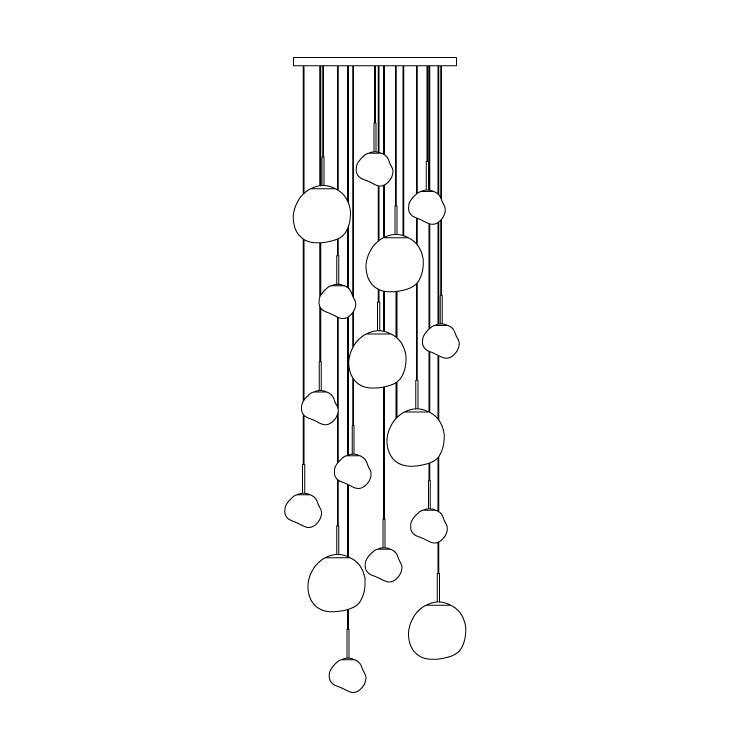 Solara Pendant Lamp Blown Glass Irregular Cluster Sculptural - Lamp Copper