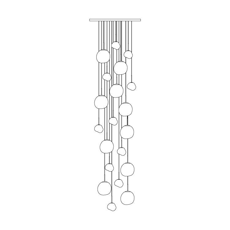 Solara Pendant Lamp Blown Glass Irregular Cluster Sculptural - Lamp Copper