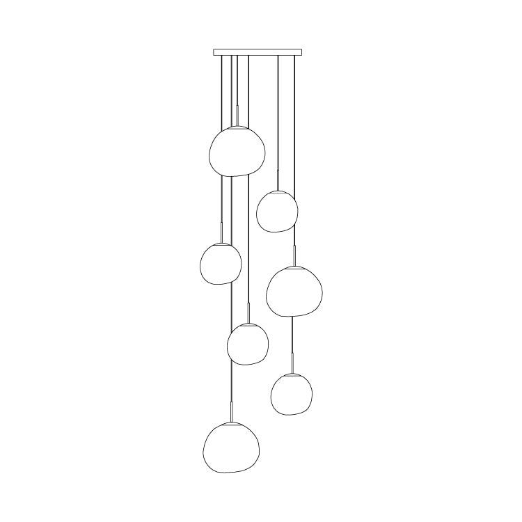 Solara Pendant Lamp Blown Glass Irregular Cluster Sculptural - Lamp Copper
