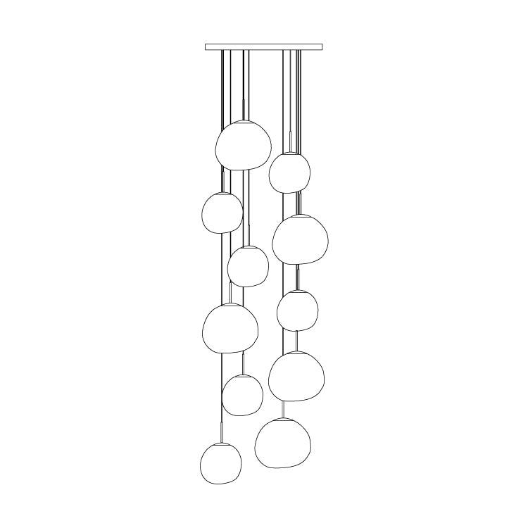 Solara Pendant Lamp Blown Glass Irregular Cluster Sculptural - Lamp Copper