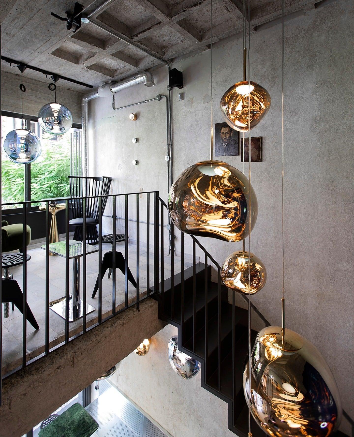 Solara Pendant Lamp Blown Glass Irregular Cluster Sculptural - Lamp Copper