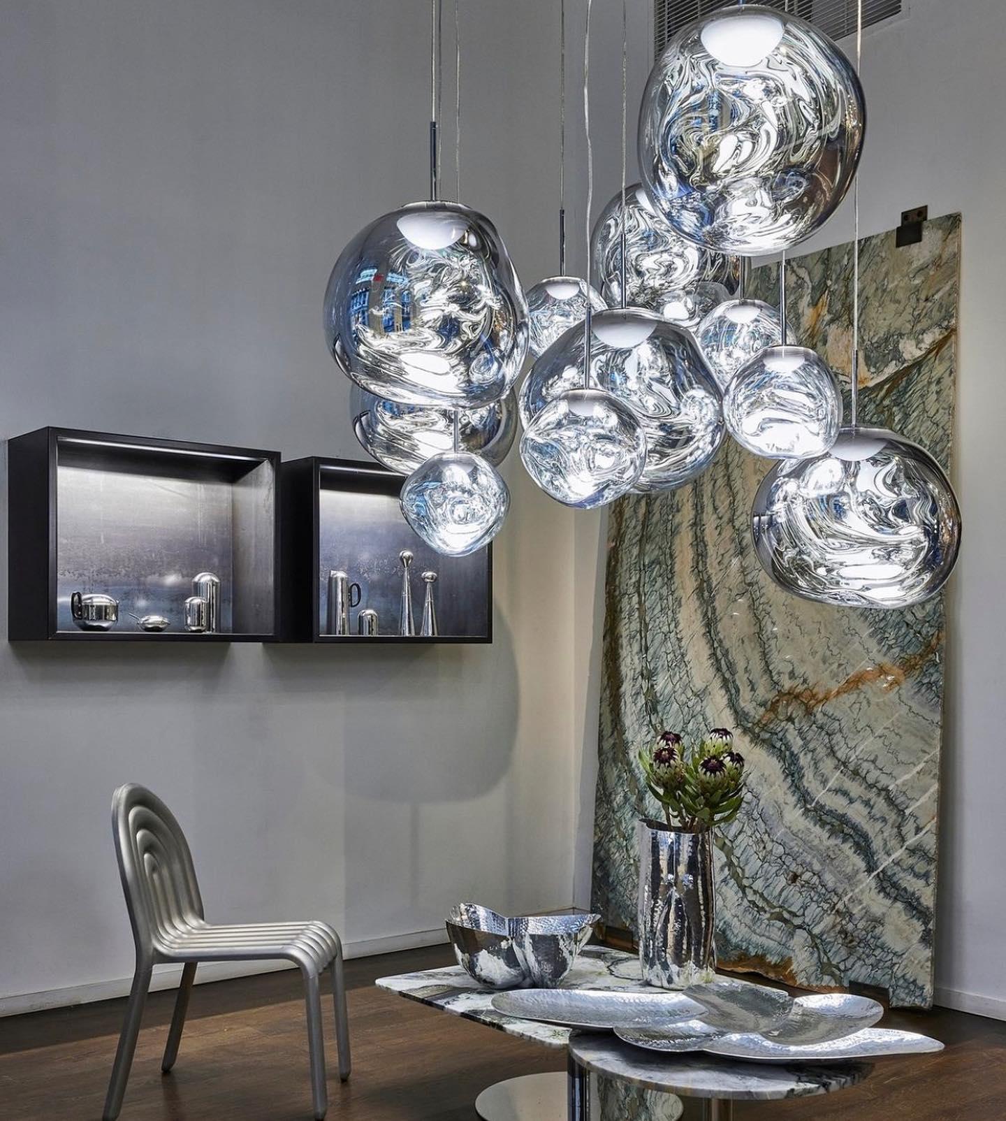 Solara Pendant Lamp Blown Glass Irregular Cluster Sculptural - Lamp Copper