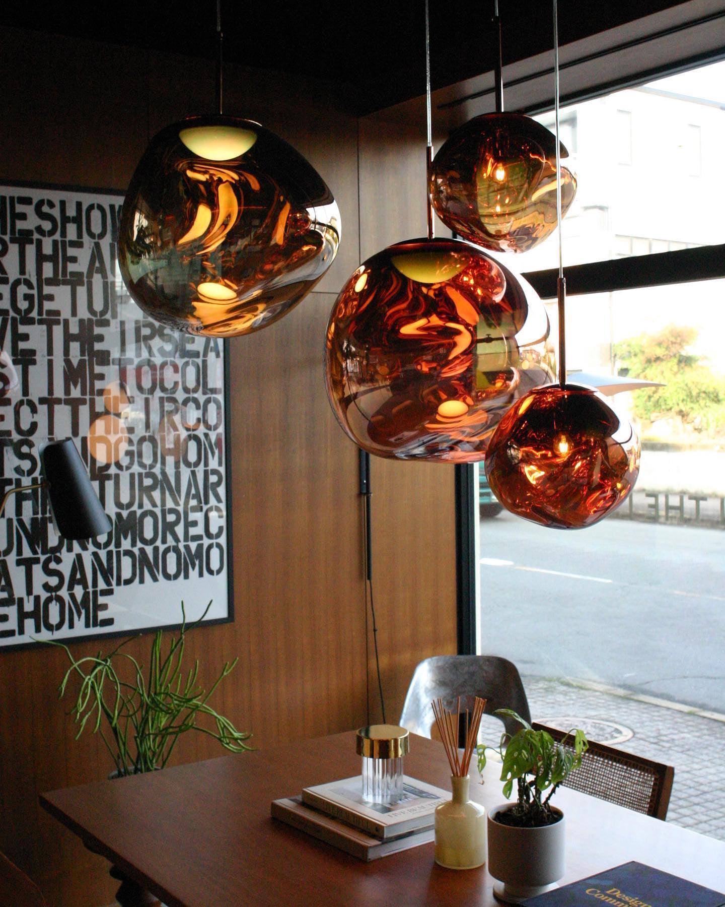 Solara Pendant Lamp Blown Glass Irregular Cluster Sculptural - Lamp Copper