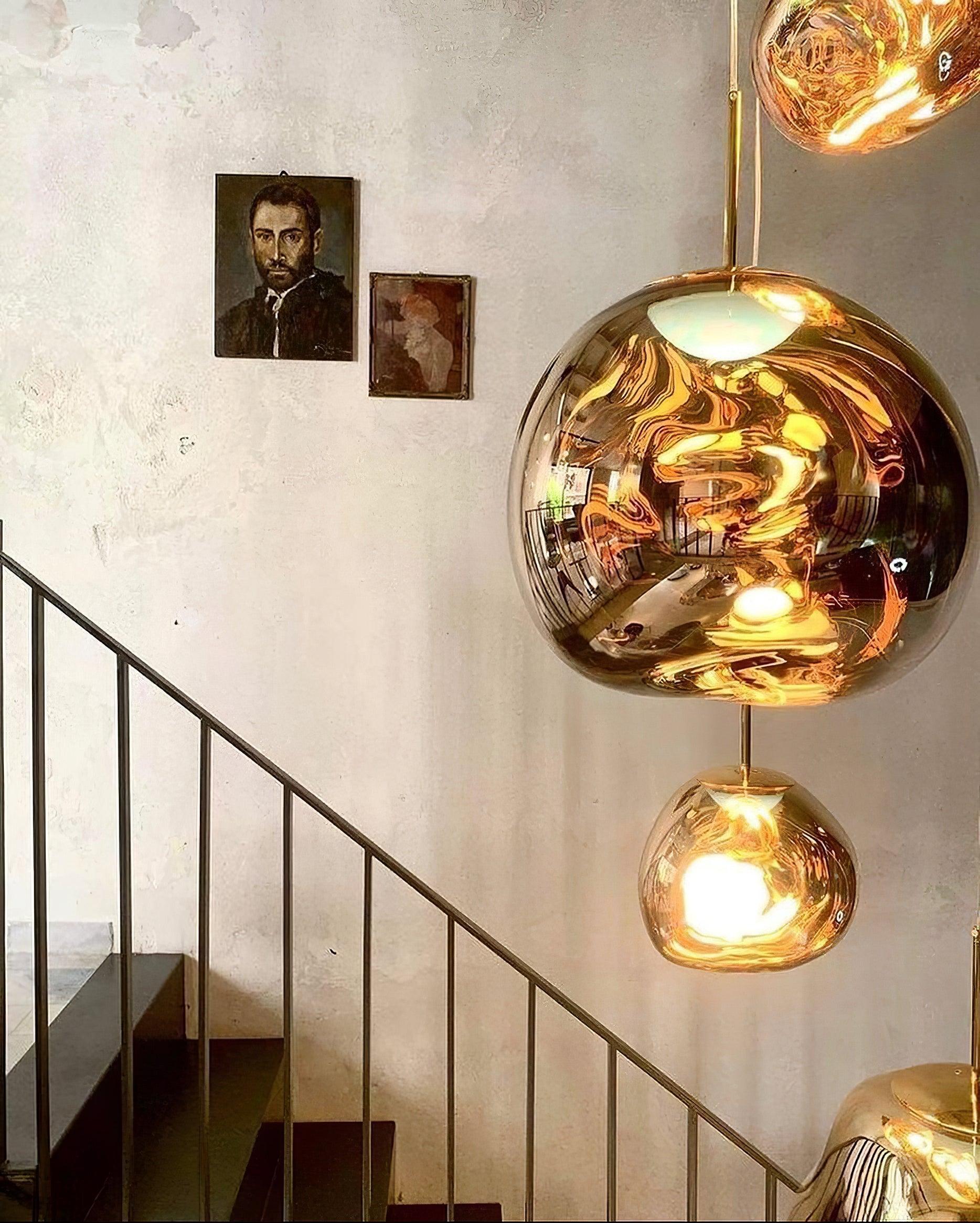Solara Pendant Lamp Blown Glass Irregular Cluster Sculptural - Lamp Copper