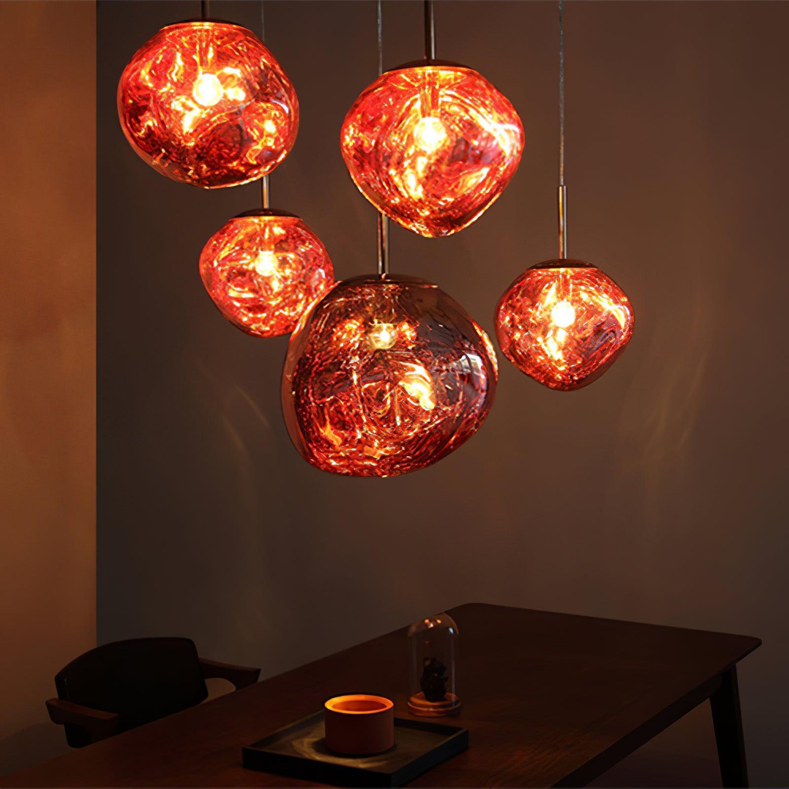 Solara Pendant Lamp Blown Glass Irregular Cluster Sculptural - Lamp Copper