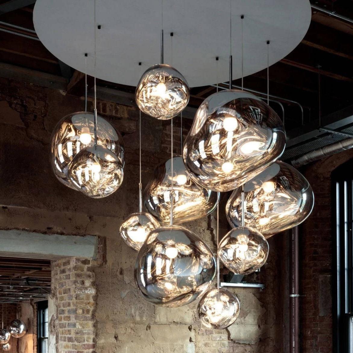 Solara Pendant Lamp Blown Glass Irregular Cluster Sculptural - Lamp Copper