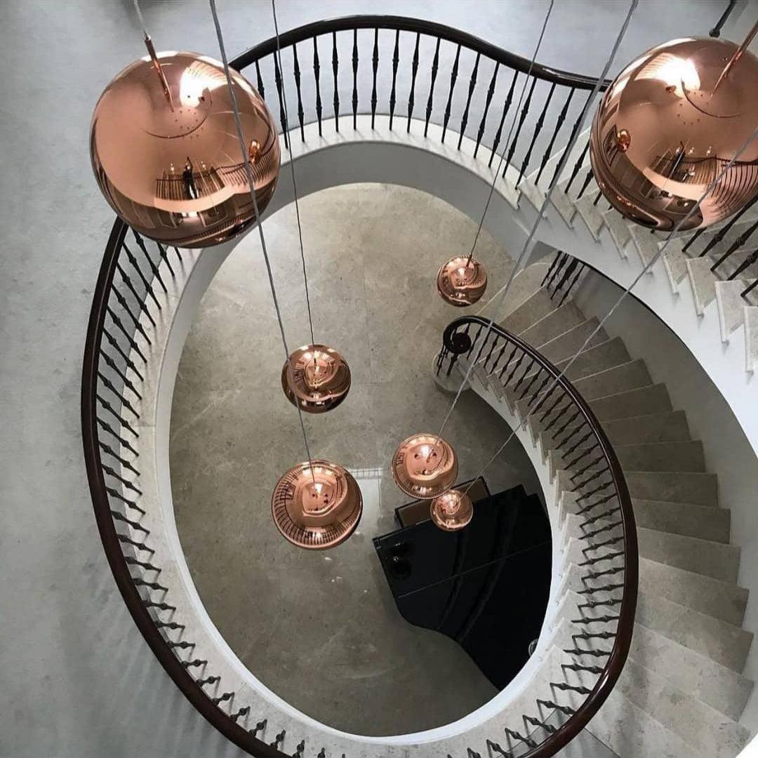 Solara Pendant Lamp Blown Glass Irregular Cluster Sculptural - Lamp Copper