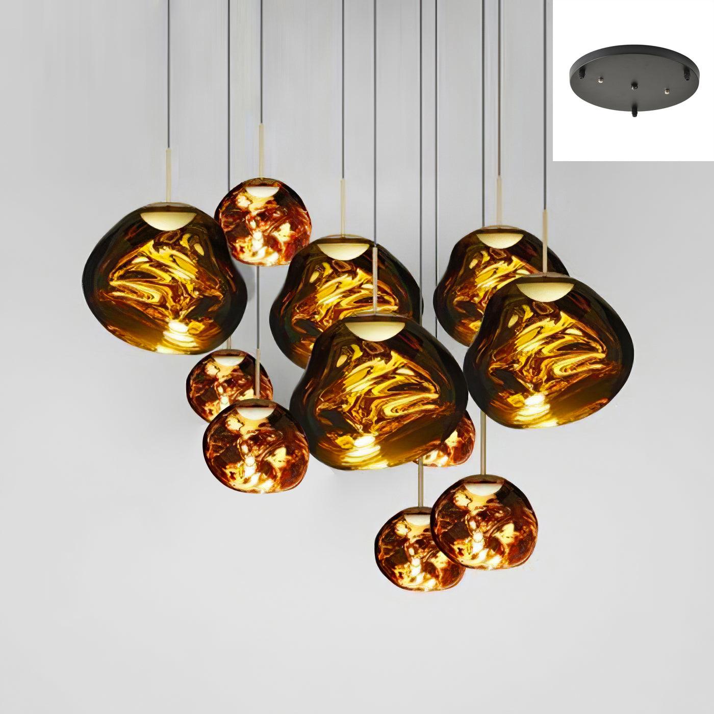 Solara Pendant Lamp Blown Glass Irregular Cluster Sculptural - Lamp Copper