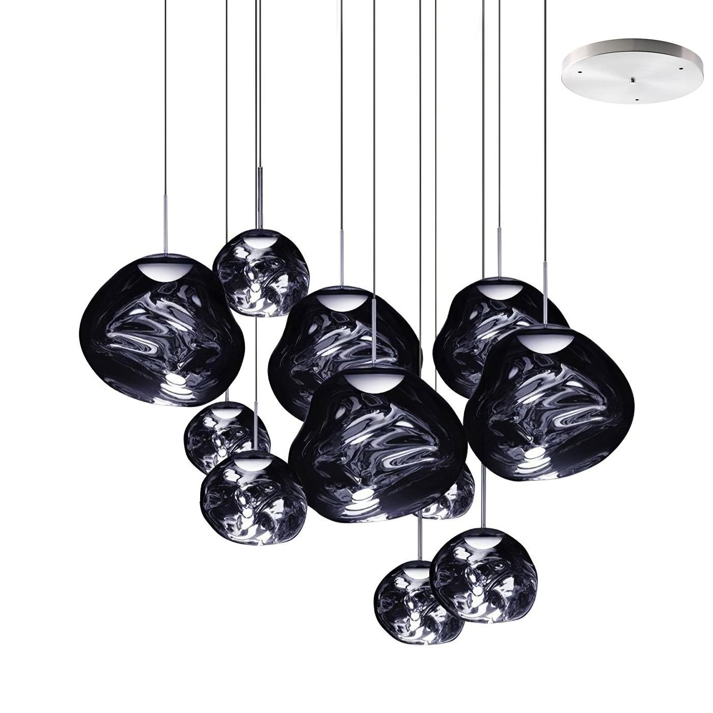 Solara Pendant Lamp Blown Glass Irregular Cluster Sculptural - Lamp Copper