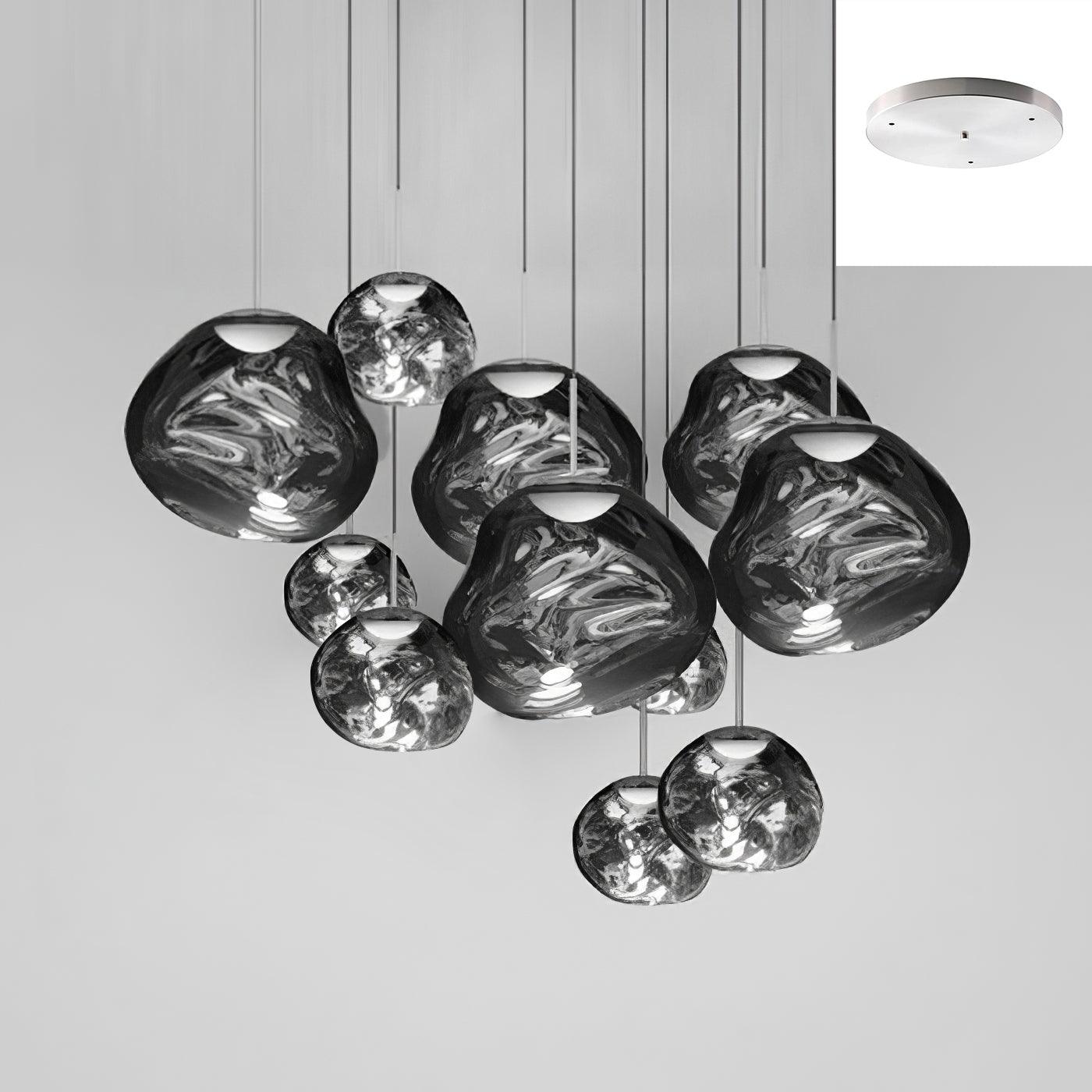 Solara Pendant Lamp Blown Glass Irregular Cluster Sculptural - Lamp Copper