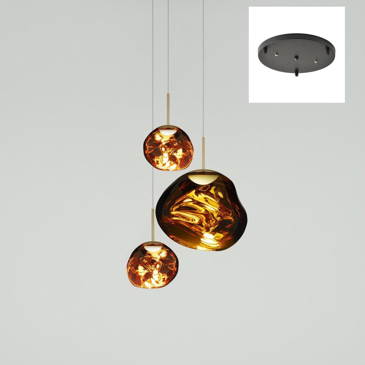Solara Pendant Lamp Blown Glass Irregular Cluster Sculptural - Lamp Copper