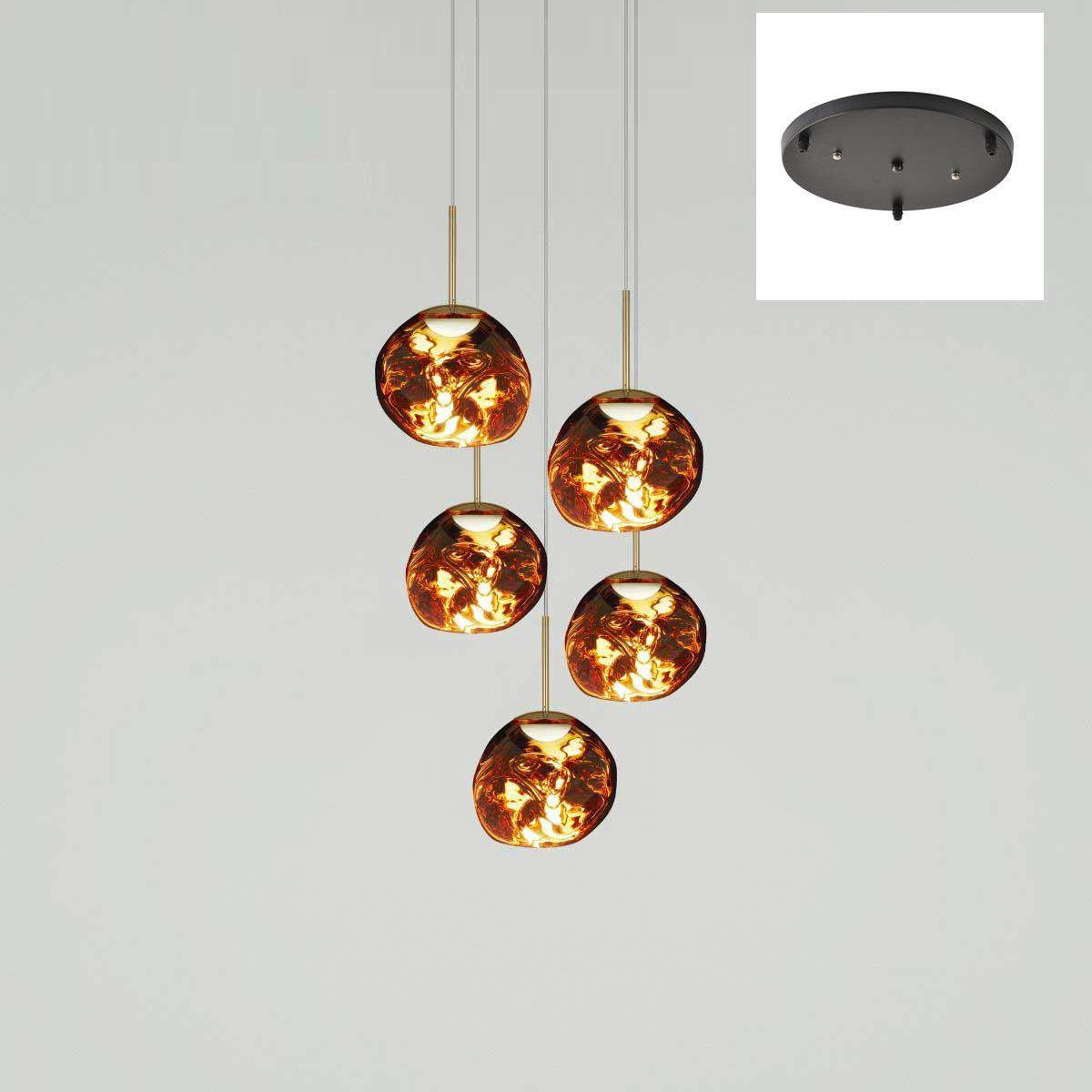 Solara Pendant Lamp Blown Glass Irregular Cluster Sculptural - Lamp Copper