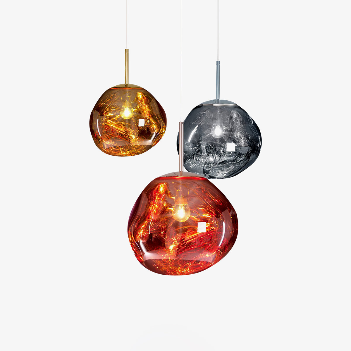 Solara Pendant Lamp Blown Glass Irregular Cluster Sculptural - Lamp Copper