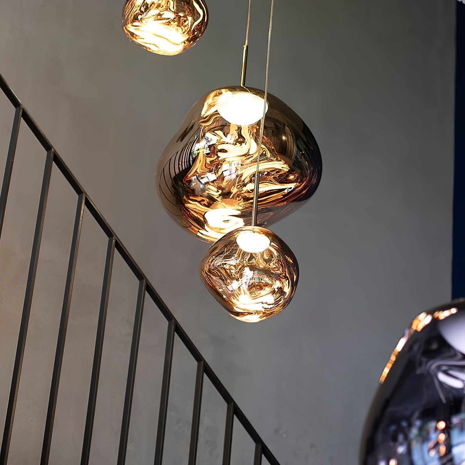 Solara Pendant Lamp Blown Glass Irregular Cluster Sculptural - Lamp Copper