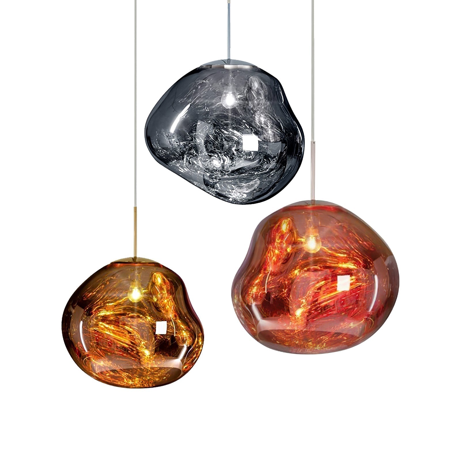 Solara Pendant Lamp Blown Glass Irregular Cluster Sculptural - Lamp Copper