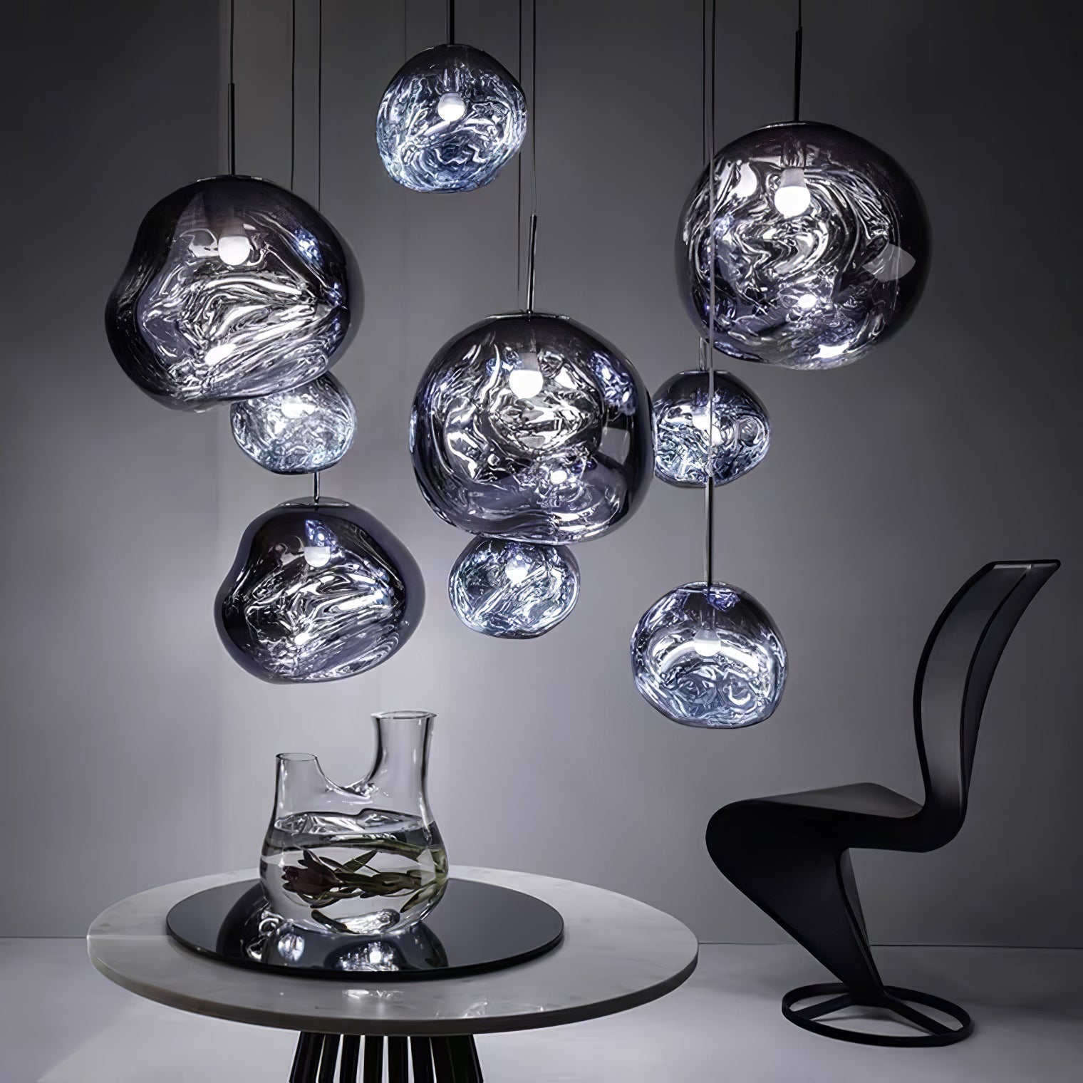 Solara Pendant Lamp Blown Glass Irregular Cluster Sculptural - Lamp Copper